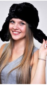 Mink fur hat ushanka - Created with black mink fur remnants
